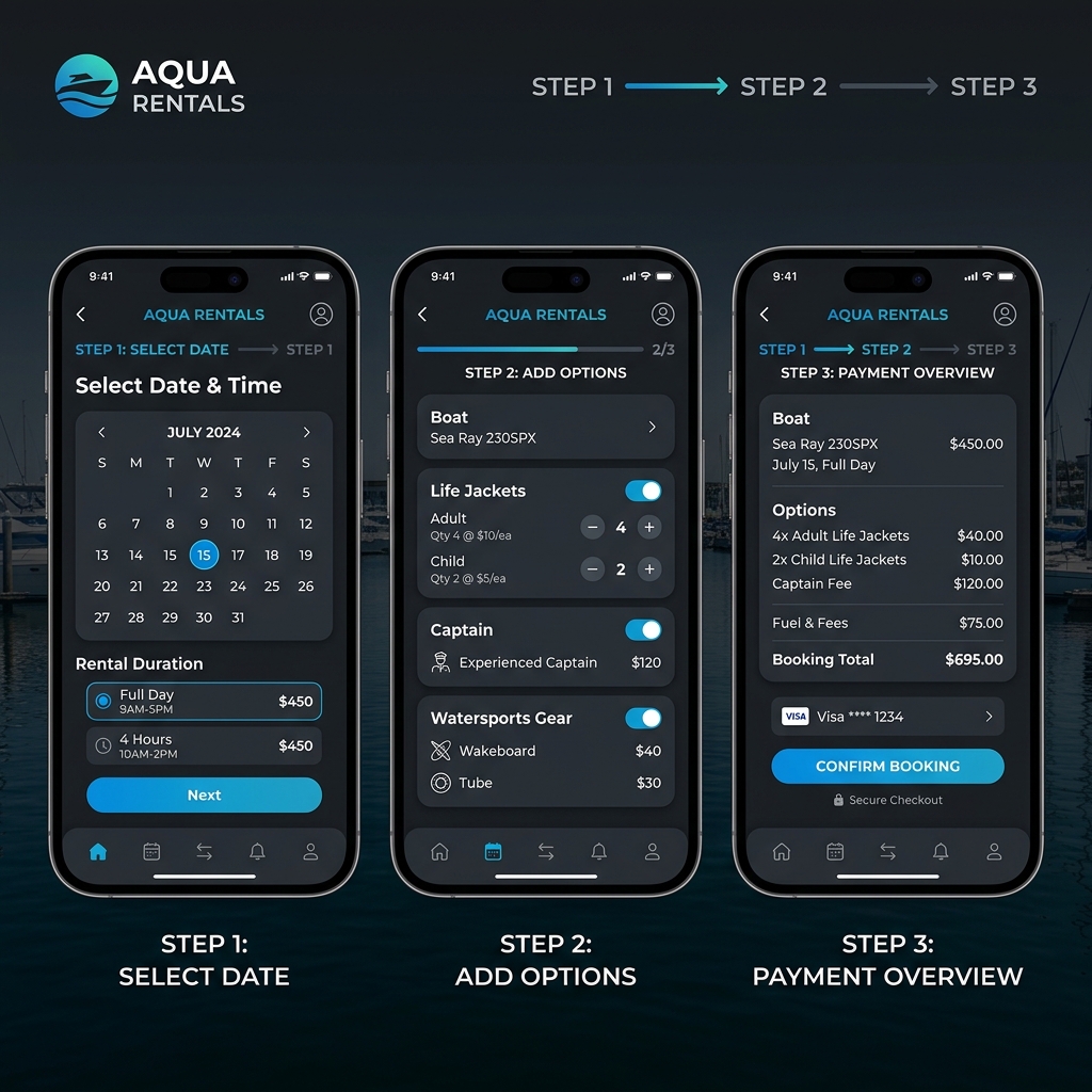 Mobile Booking Customizer Screen Mockup